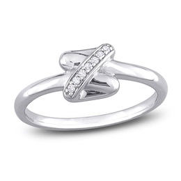 Y-Knot Ring Diamond Accents 14K White Gold