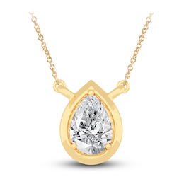 Diamond Pendant Necklace 3/8 ct tw Pear 14K Yellow Gold 18&quot; (I1,I)