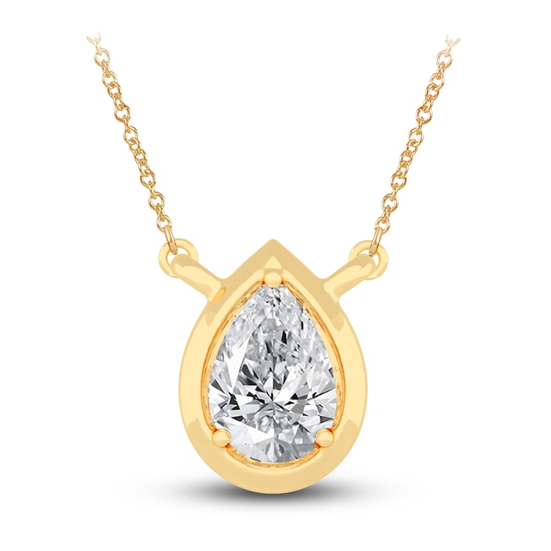 Main Image 1 of Diamond Pendant Necklace 3/8 ct tw Pear 14K Yellow Gold 18&quot; (I1,I)