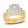 Thumbnail Image 1 of Diamond Halo Bridal Set 2 ct tw Round/Baguette 14K Yellow Gold