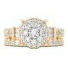 Thumbnail Image 3 of Diamond Halo Bridal Set 2 ct tw Round/Baguette 14K Yellow Gold