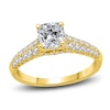 Thumbnail Image 0 of Diamond Halo Engagement Ring 1-3/8 ct tw Cushion/Round 14K Yellow Gold