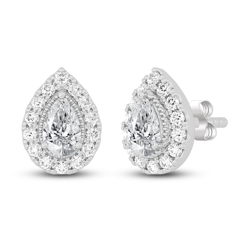 Main Image 2 of Diamond Earrings 5/8 ct tw Pear/Round 14K White Gold