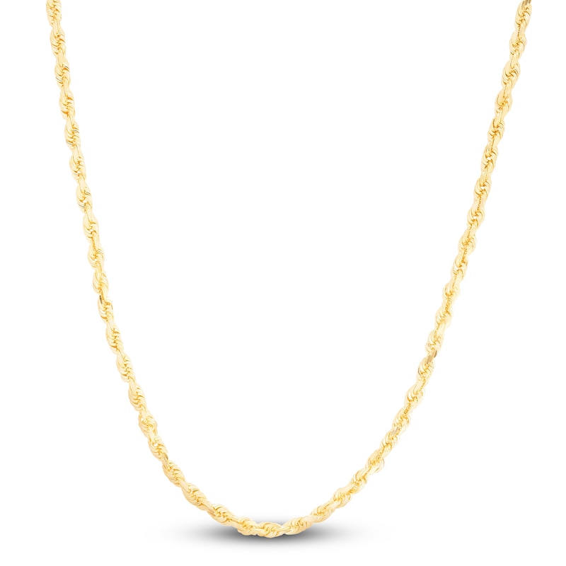 Solid Diamond-Cut Rope Chain Necklace 14K Gold 24" 3.0mm