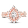 Thumbnail Image 3 of Diamond Double Halo Ring 3/4 ct tw Pear/Round 14K Rose Gold