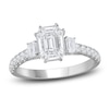 Thumbnail Image 1 of Diamond Engagement Ring 3/4 ct tw Baguette/Round/ Emerald 14K White Gold