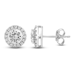 Diamond Halo Earrings 2 ct tw 14K White Gold