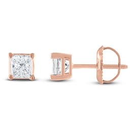 Certified Princess-Cut Diamond Solitaire Stud Earrings 1/10 ct tw 14K Rose Gold (I/I1)