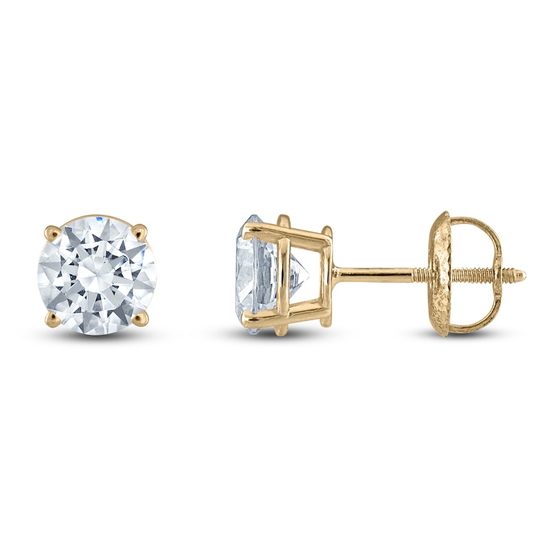 Round-Cut Diamond Solitaire Stud Earrings 3 ct tw 14K Yellow Gold (I/I2)