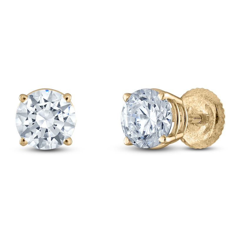 Round-Cut Diamond Solitaire Stud Earrings 3 ct tw 14K Yellow Gold (I/I2)