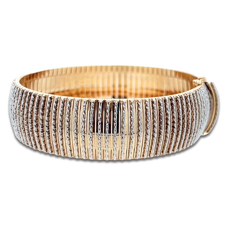 Main Image 1 of Italia D'Oro Wide Diamond-Cut Cleopatra Bracelet 14K Two-Tone Gold