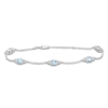 Thumbnail Image 1 of Rectangle-Cut Natural Swiss Blue Topaz & Diamond Station Bracelet 1/20 ct tw 10K White Gold 7.25&quot;