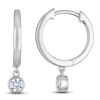 Thumbnail Image 1 of Certified Round-Cut Diamond Bezel-Set Solitaire Dangle Hoop Earrings 1/2 ct tw 14K White Gold (I/I1)