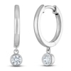 Thumbnail Image 2 of Certified Round-Cut Diamond Bezel-Set Solitaire Dangle Hoop Earrings 1/2 ct tw 14K White Gold (I/I1)