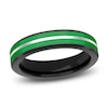 Thumbnail Image 0 of Men's Green Ceramic Stripe Wedding Band White & Black Tungsten 5mm