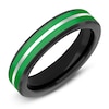 Thumbnail Image 1 of Men's Green Ceramic Stripe Wedding Band White & Black Tungsten 5mm