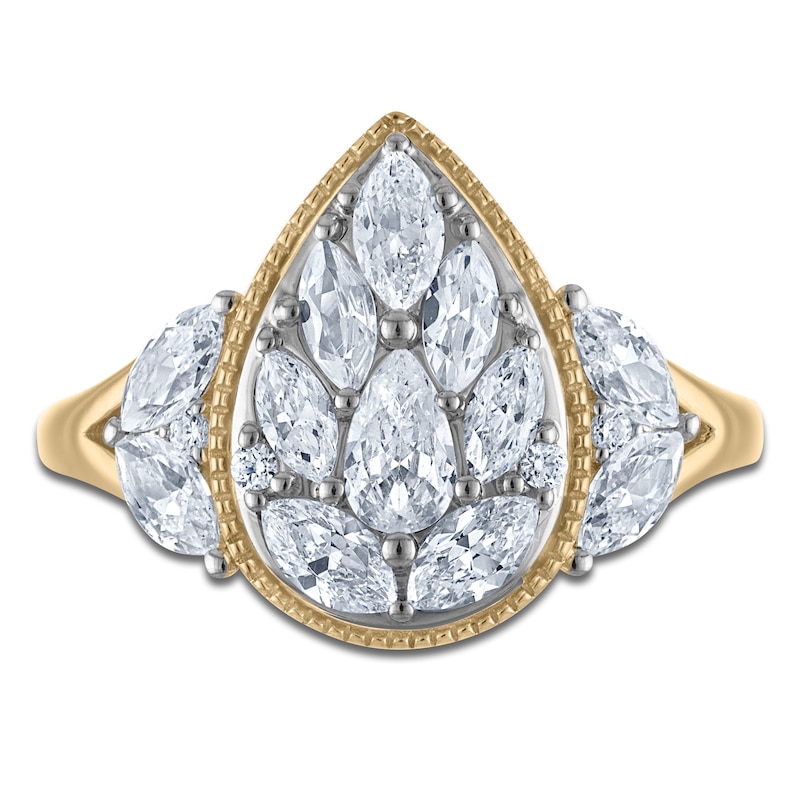 Brilliant Moments Pear, Marquise & Round-Cut Multi-Diamond Engagement Ring 1-3/8 ct tw 14K Yellow Gold