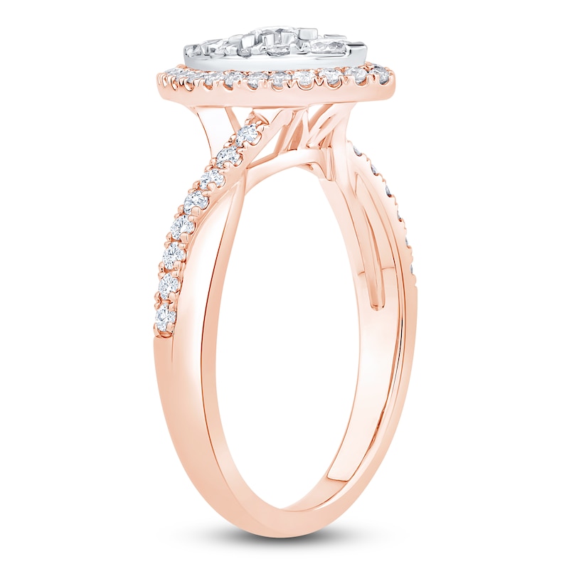 Brilliant Moments Multi-Diamond Marquise Halo Engagement Ring 3/4 ct tw 14K Rose Gold