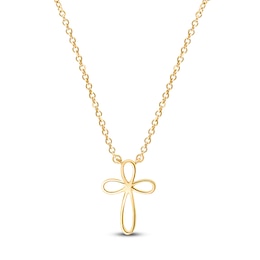 Children's Looping Cross Necklace 14K Yellow Gold 13&quot;