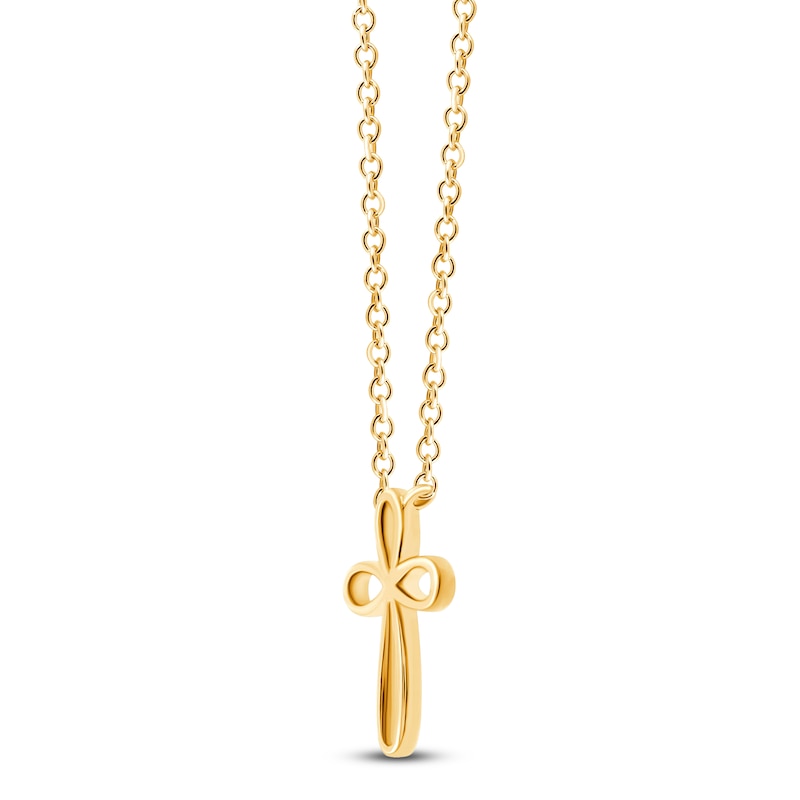 Main Image 2 of Children's Looping Cross Necklace 14K Yellow Gold 13&quot;