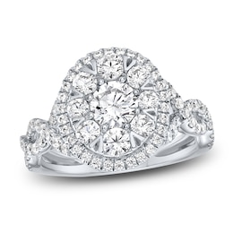 Brilliant Moments Round-Cut Multi-Diamond Oval Halo Engagement Ring 1-5/8 ct tw 18K White Gold