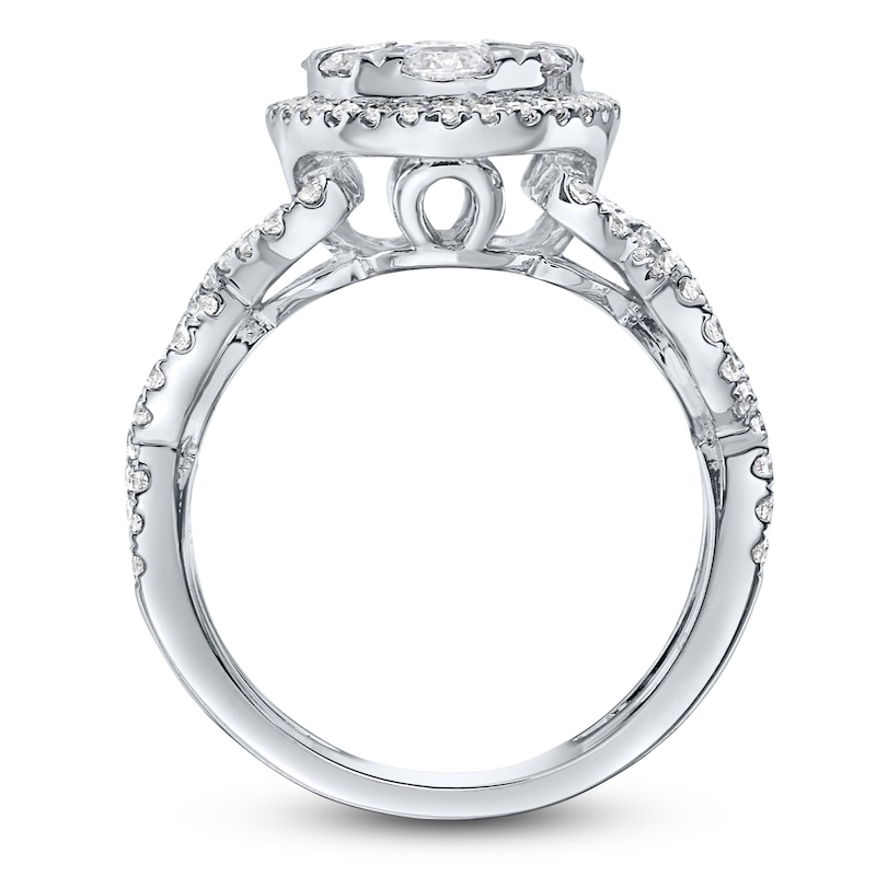 Main Image 2 of Brilliant Moments Round-Cut Multi-Diamond Oval Halo Engagement Ring 1-5/8 ct tw 18K White Gold