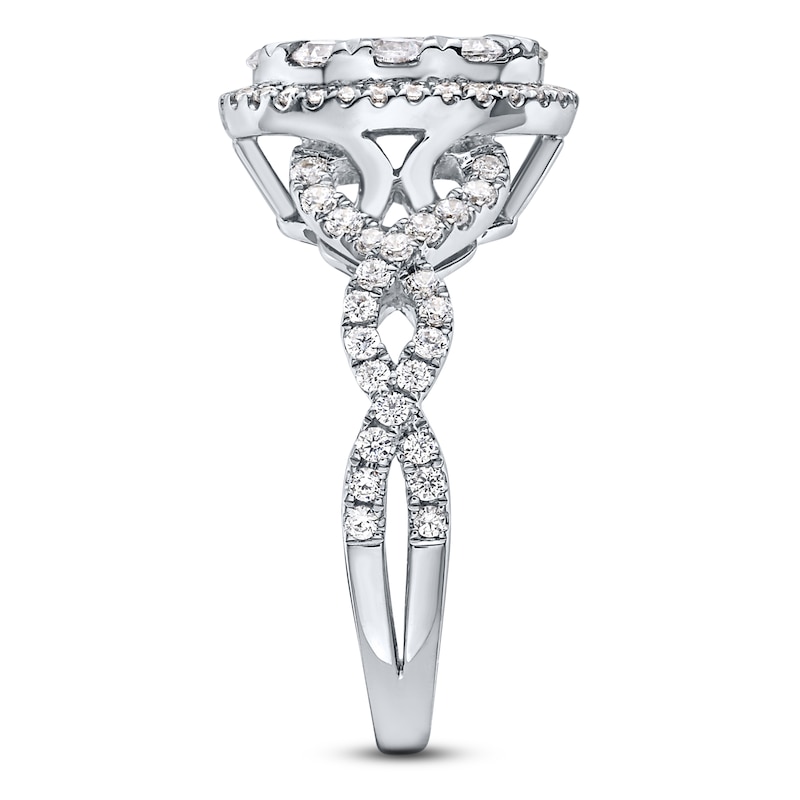 Main Image 3 of Brilliant Moments Round-Cut Multi-Diamond Oval Halo Engagement Ring 1-5/8 ct tw 18K White Gold