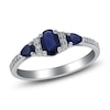 Thumbnail Image 2 of Oval-Cut & Pear-Shaped Natural Blue Sapphire & Diamond Three-Stone Ring 1/15 ct tw 14K White Gold