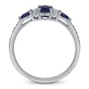 Thumbnail Image 3 of Oval-Cut & Pear-Shaped Natural Blue Sapphire & Diamond Three-Stone Ring 1/15 ct tw 14K White Gold