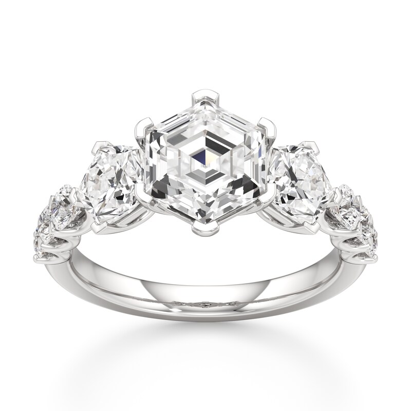 Main Image 1 of J'Lure Hexagon Step-Cut Lab-Grown Diamond Engagement Ring 3-1/2 ct tw 18K White Gold