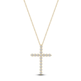 Lab-Created Diamond Cross Necklace 1 ct tw 14K Yellow Gold 18&quot;