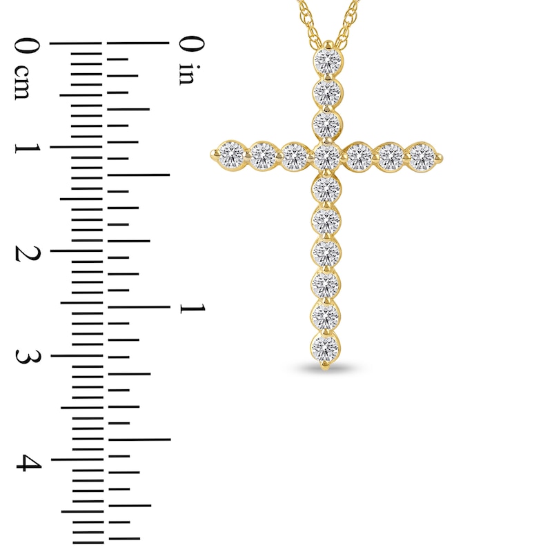 Main Image 4 of Lab-Created Diamond Cross Necklace 1 ct tw 14K Yellow Gold 18&quot;