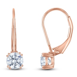 Round-Cut Lab-Created Diamond Solitaire Drop Earrings 1 ct tw 14K Rose Gold (SI2/F)