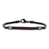 Thumbnail Image 1 of Men's Brown Leather Bracelet Black Ion-Plated Stainless Steel 8.5&quot;