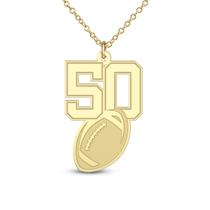 Main Image 3 of Engravable Sports Number Necklace 24K Yellow Gold-Plated Sterling Silver 18&quot;