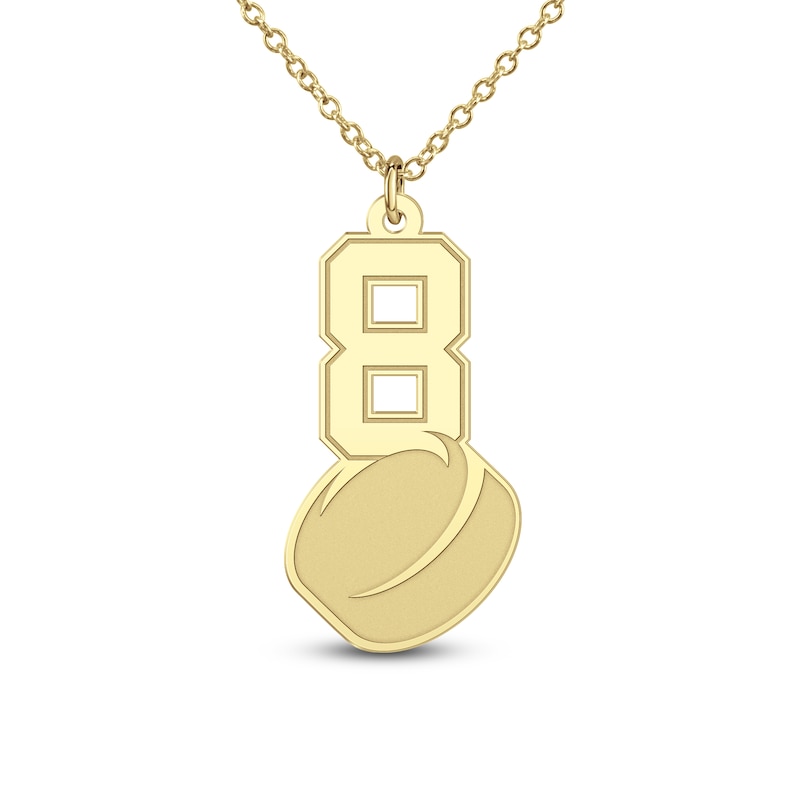 Main Image 4 of Engravable Sports Number Necklace 24K Yellow Gold-Plated Sterling Silver 18&quot;