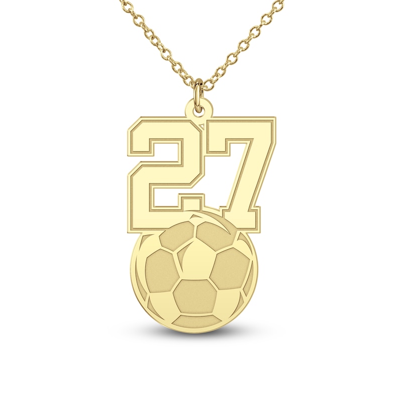 Main Image 5 of Engravable Sports Number Necklace 24K Yellow Gold-Plated Sterling Silver 18&quot;