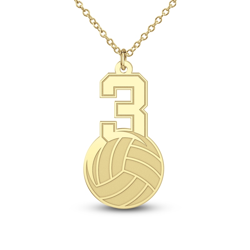 Main Image 7 of Engravable Sports Number Necklace 24K Yellow Gold-Plated Sterling Silver 18&quot;