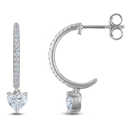 Heart-Shaped Lab-Created Diamond Drop Earrings 5/8 ct tw 14K White Gold