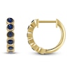 Thumbnail Image 1 of Natural Blue Sapphire Bezel-Set Hoop Earrings 14K Yellow Gold