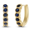 Thumbnail Image 2 of Natural Blue Sapphire Bezel-Set Hoop Earrings 14K Yellow Gold