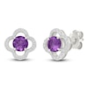 Thumbnail Image 2 of Natural Amethyst & White Lab-Created Sapphire Clover Halo Stud Earrings Sterling Silver