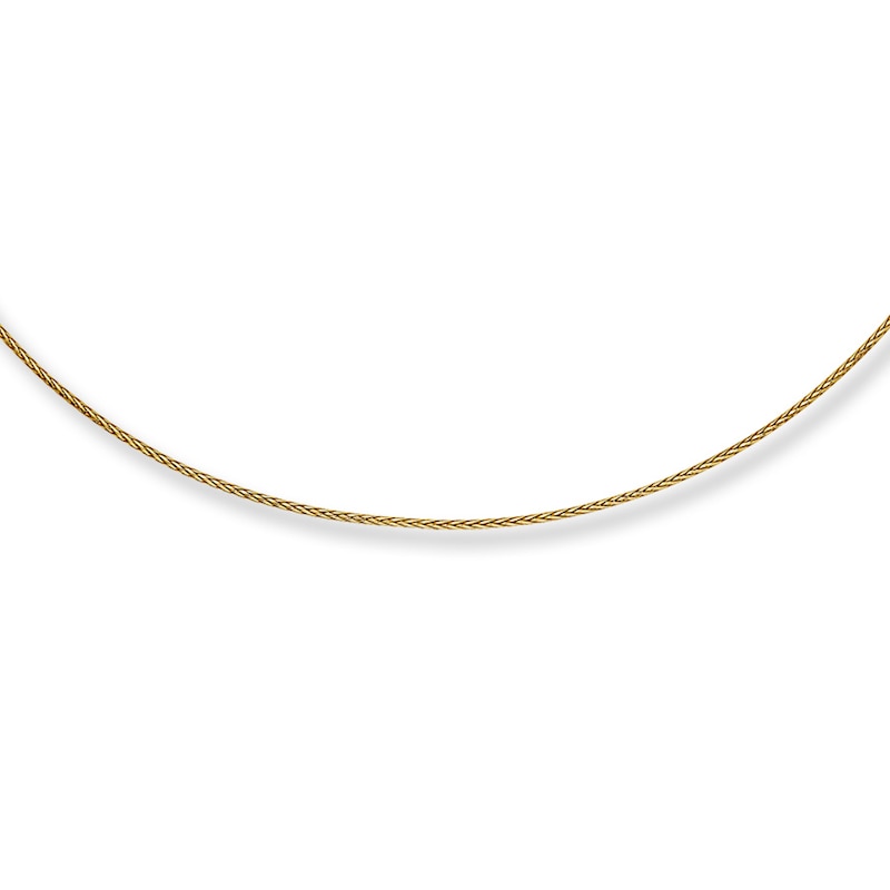 Adjustable Solid Wheat Chain 14K Yellow Gold 16"-20" Length 1.25mm