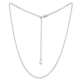 Solid Box Chain 10K White Gold 16-20&quot; Adjustable Length 1mm