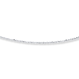 Solid Chain Necklace 10K White Gold 20&quot; Adjustable 0.8mm