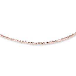 Solid Rope Chain Necklace 10K Rose Gold 24&quot; Adjustable 2mm