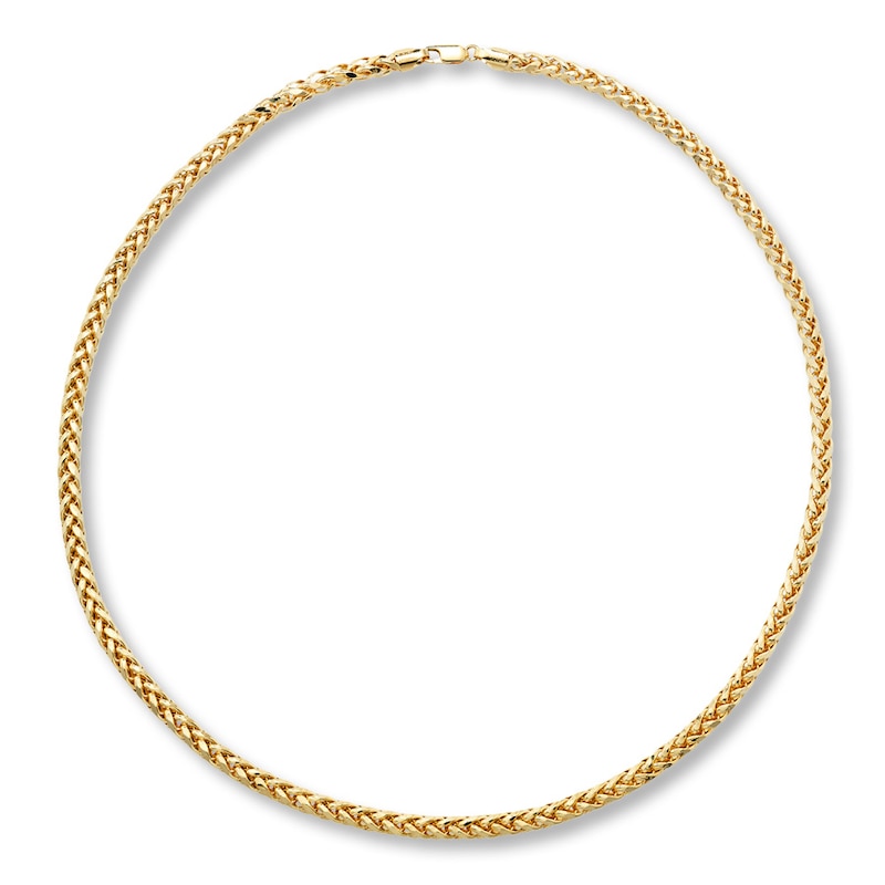 Hollow Triple Wheat Chain Necklace 10K Yellow Gold 22" Length 5.3mm