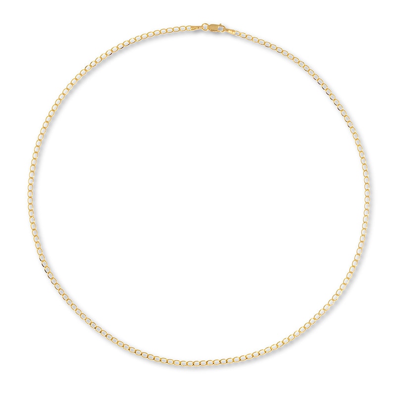 Solid Curb Chain Necklace 10K Yellow Gold 20" Length 2.4mm