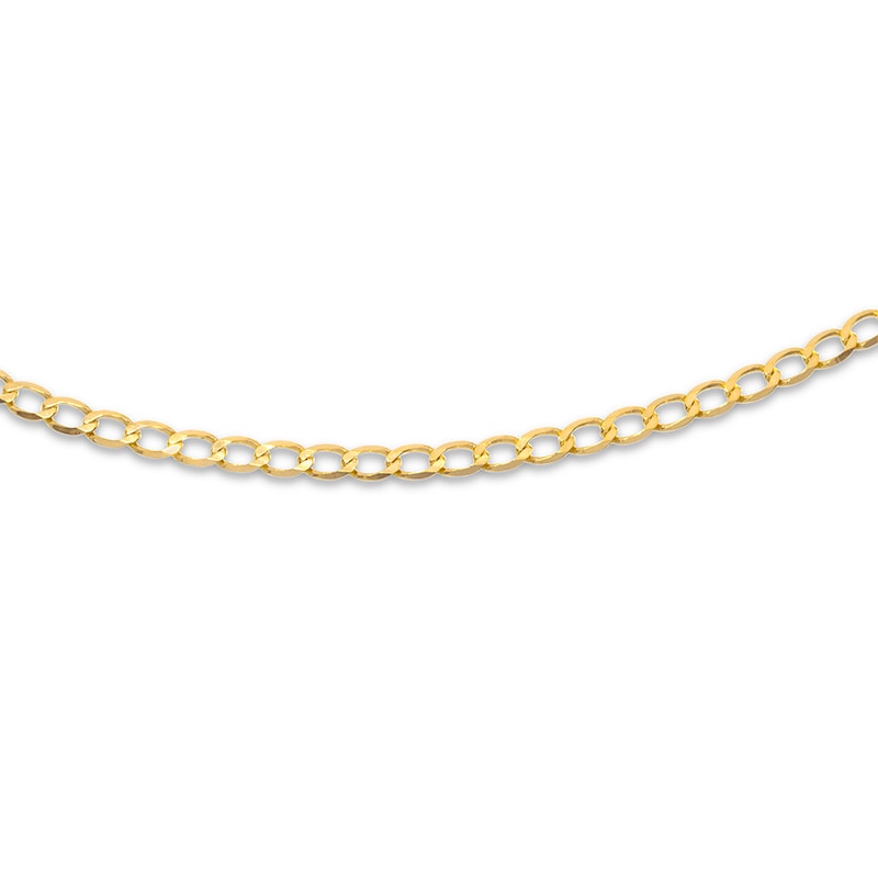 Solid Curb Chain Necklace 10K Yellow Gold 20" Length 2.4mm