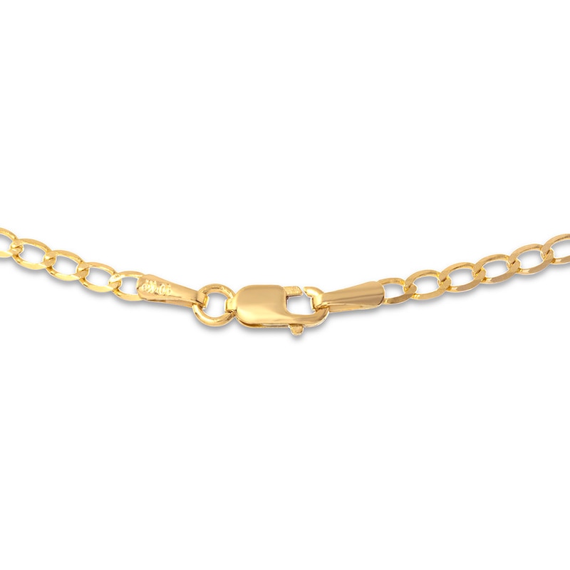 Solid Curb Chain Necklace 10K Yellow Gold 20" Length 2.4mm